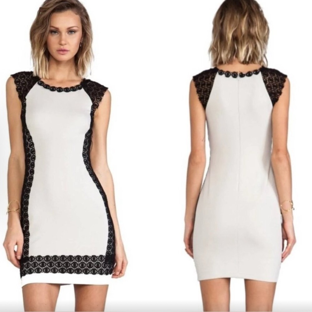 Bailey 44 Black Lace White Eva Marie Bodycon Dress $204